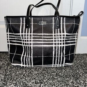 Ralph Lauren Black and White Plaid Tote Bag